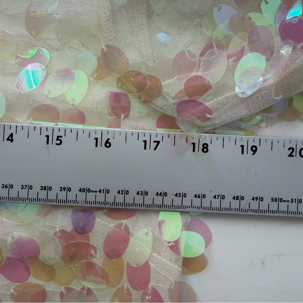 Mustard Seed Sequin Mesh Sheer Top Small Iridescent Y2K Festival Rave Party Glam - Picture 8 of 11